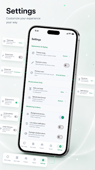 Theme, units, and monitoring settings in Bilyx DataFlow